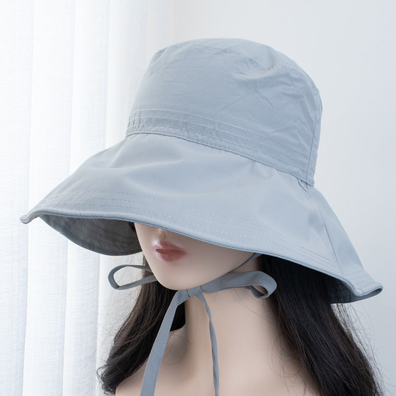 Wholesale Strap Fisherman Breathable Lightweight Sun Protection All-match Face Showing Small Bow Basin Hat